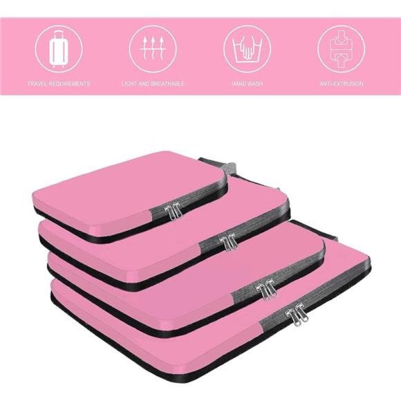 4Pack Compression Packing Cubes Travel Accessories Expandable Packing Organizers - Picture 5 of 6